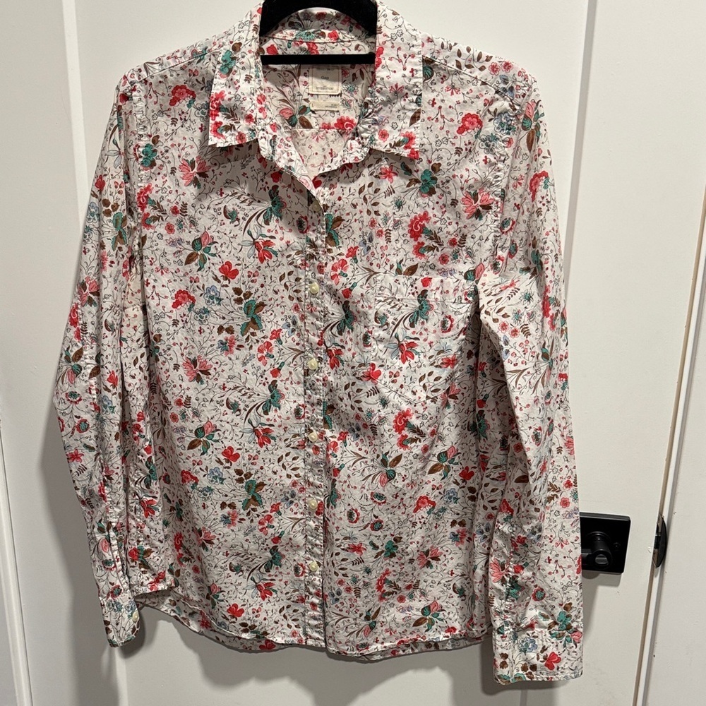 GAP Floral Print Shirt 100% Cotton Large The Fitted Boyfriend